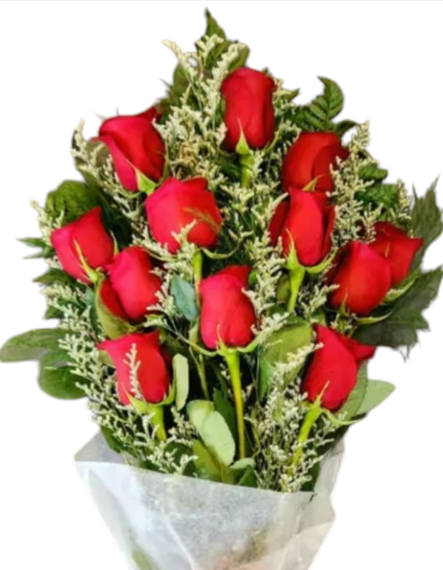 Wrapped Red Roses