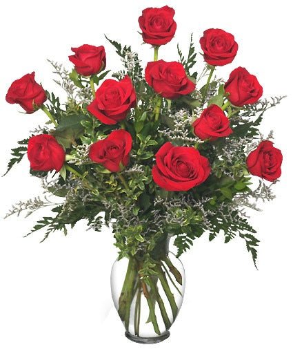 Dozen Red Roses Vase Arrangement