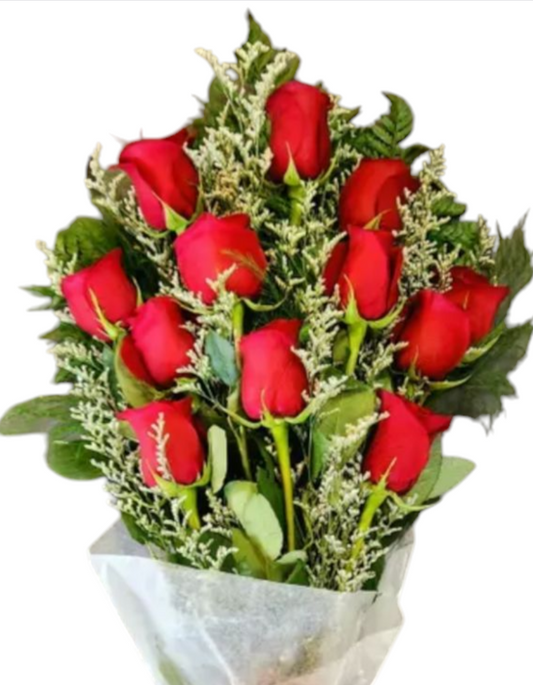 Wrapped Red Roses